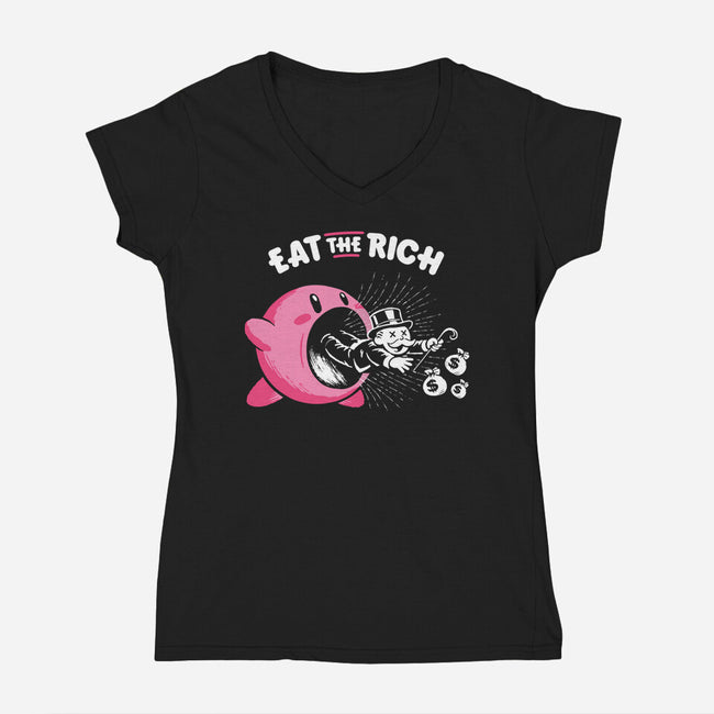 Eat The Rich-Womens-V-Neck-Tee-rocketman_art