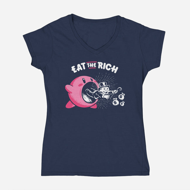 Eat The Rich-Womens-V-Neck-Tee-rocketman_art