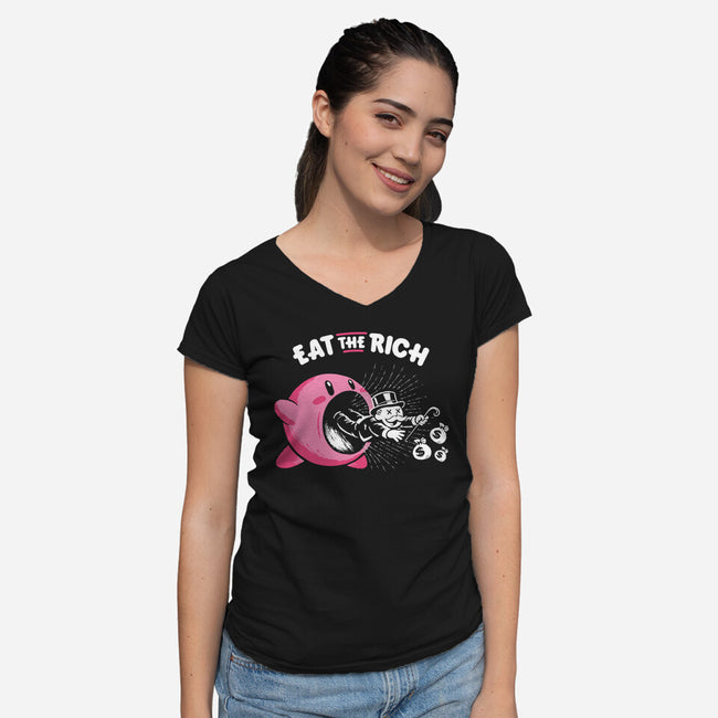 Eat The Rich-Womens-V-Neck-Tee-rocketman_art