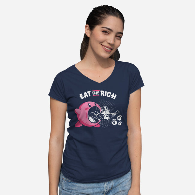 Eat The Rich-Womens-V-Neck-Tee-rocketman_art