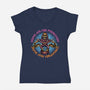Skeletons Never Ask Permission-Womens-V-Neck-Tee-glitchygorilla