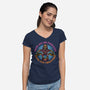 Skeletons Never Ask Permission-Womens-V-Neck-Tee-glitchygorilla