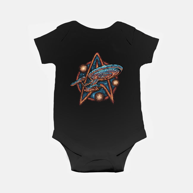 Journey To The Stars And Beyond-Baby-Basic-Onesie-glitchygorilla