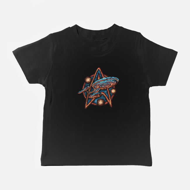 Journey To The Stars And Beyond-Baby-Basic-Tee-glitchygorilla