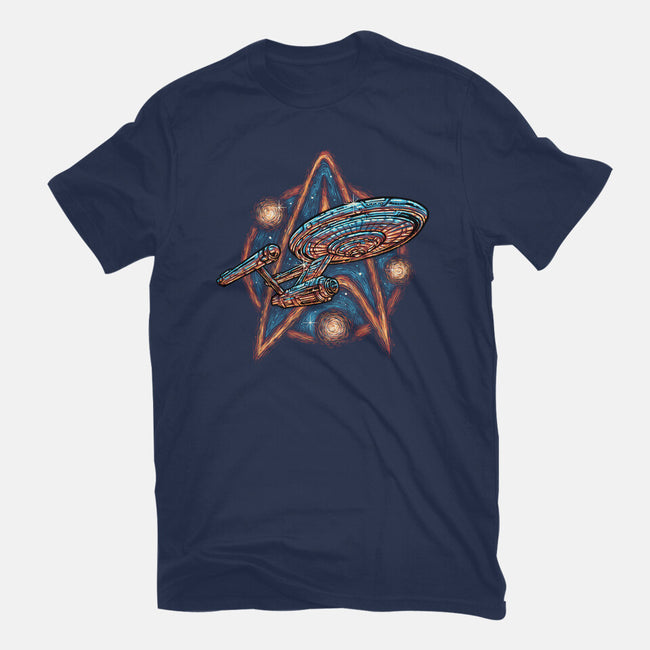 Journey To The Stars And Beyond-Mens-Basic-Tee-glitchygorilla