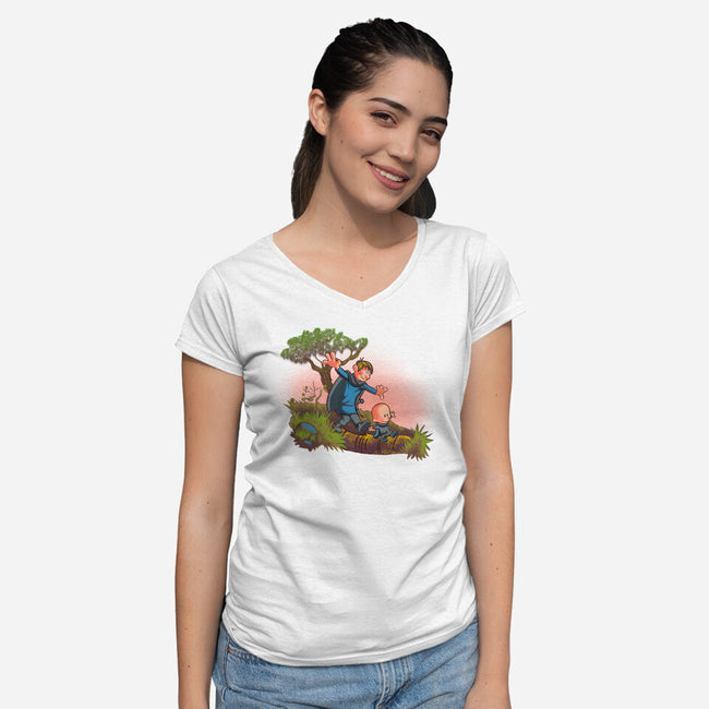 Dung And Egg-Womens-V-Neck-Tee-Samuel