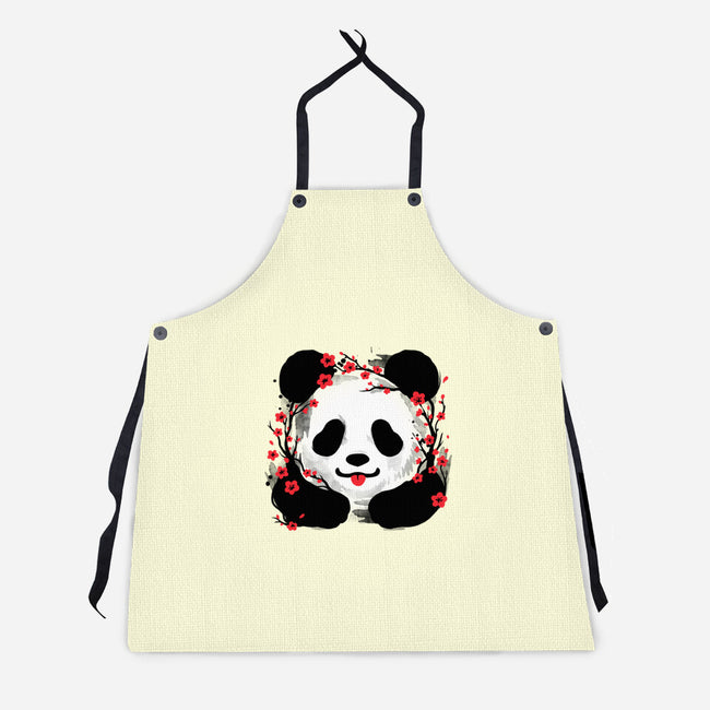 Sakura Panda-Unisex-Kitchen-Apron-NemiMakeit