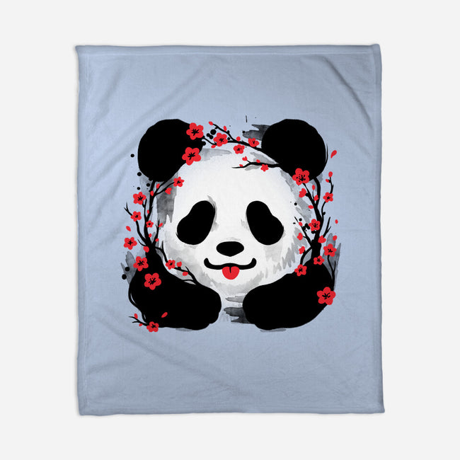 Sakura Panda-None-Fleece-Blanket-NemiMakeit