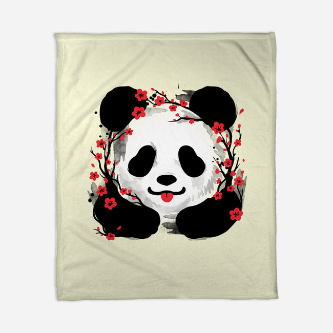 Sakura Panda-None-Fleece-Blanket-NemiMakeit