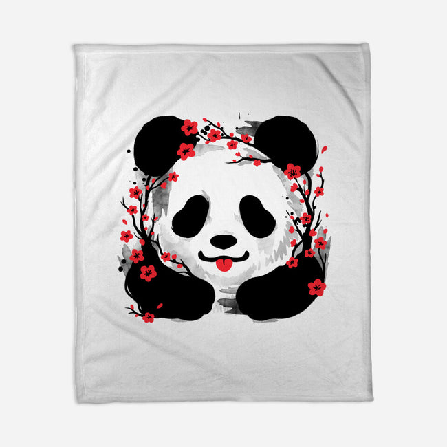 Sakura Panda-None-Fleece-Blanket-NemiMakeit