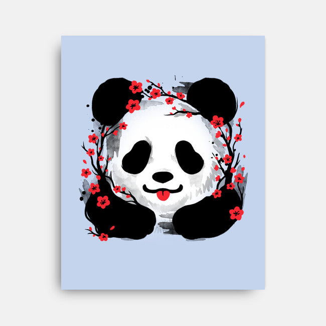 Sakura Panda-None-Stretched-Canvas-NemiMakeit