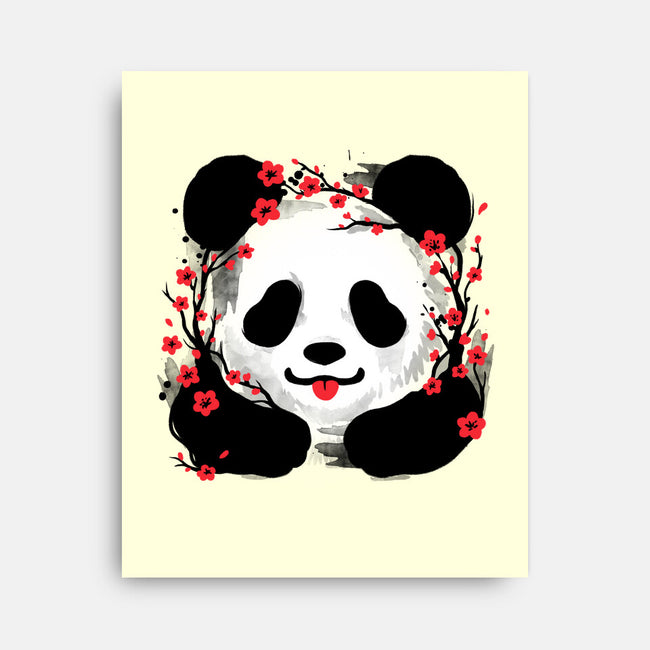 Sakura Panda-None-Stretched-Canvas-NemiMakeit