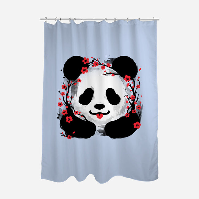 Sakura Panda-None-Polyester-Shower Curtain-NemiMakeit