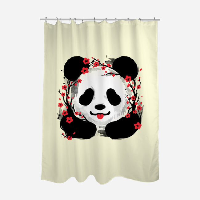 Sakura Panda-None-Polyester-Shower Curtain-NemiMakeit