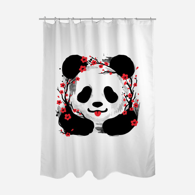 Sakura Panda-None-Polyester-Shower Curtain-NemiMakeit