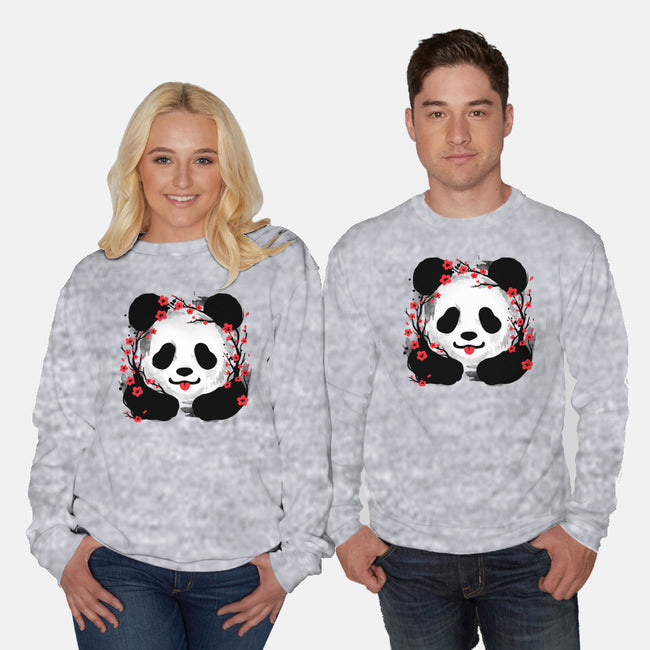 Sakura Panda-Unisex-Crew Neck-Sweatshirt-NemiMakeit
