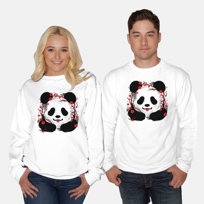 Sakura Panda-Unisex-Crew Neck-Sweatshirt-NemiMakeit