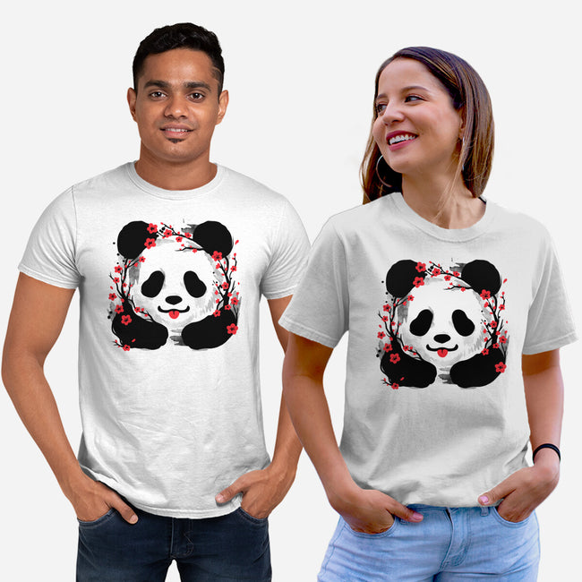 Sakura Panda-Unisex-Basic-Tee-NemiMakeit