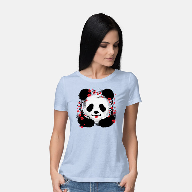 Sakura Panda-Womens-Basic-Tee-NemiMakeit