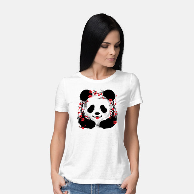 Sakura Panda-Womens-Basic-Tee-NemiMakeit