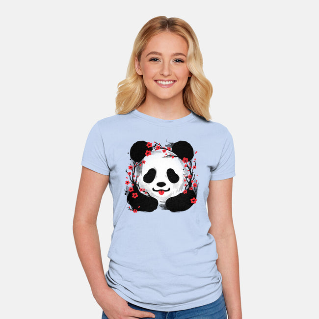 Sakura Panda-Womens-Fitted-Tee-NemiMakeit