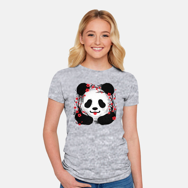 Sakura Panda-Womens-Fitted-Tee-NemiMakeit