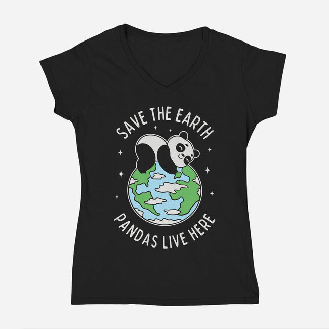 Save The Earth Pandas Live Here-Womens-V-Neck-Tee-brunopires