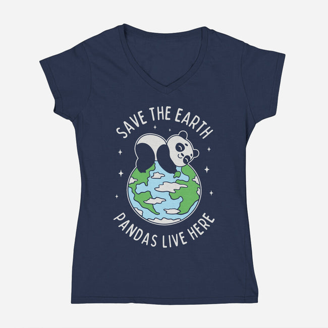 Save The Earth Pandas Live Here-Womens-V-Neck-Tee-brunopires