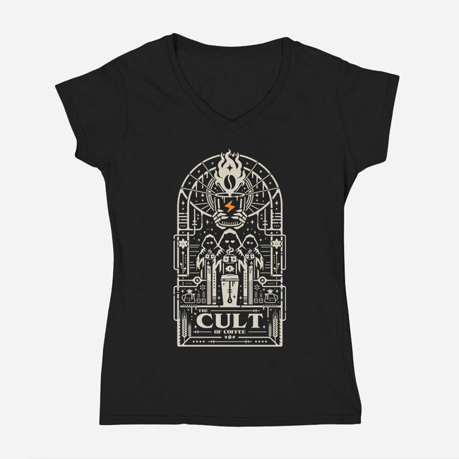 The Cult Of Coffee-Womens-V-Neck-Tee-BadBox