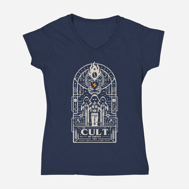 The Cult Of Coffee-Womens-V-Neck-Tee-BadBox