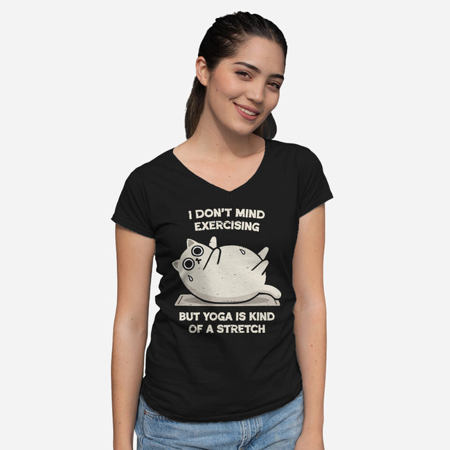 Yoga Is A Stretch-Womens-V-Neck-Tee-BridgeWalker
