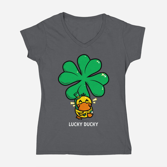 Lucky Ducky-Womens-V-Neck-Tee-krisren28