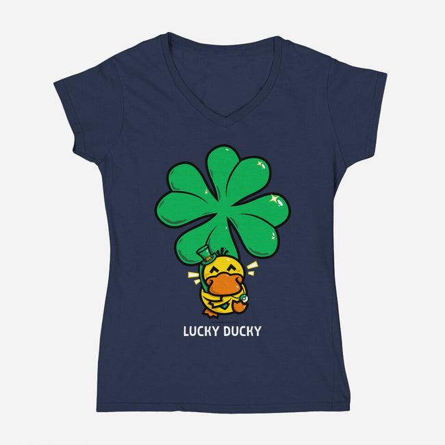 Lucky Ducky-Womens-V-Neck-Tee-krisren28