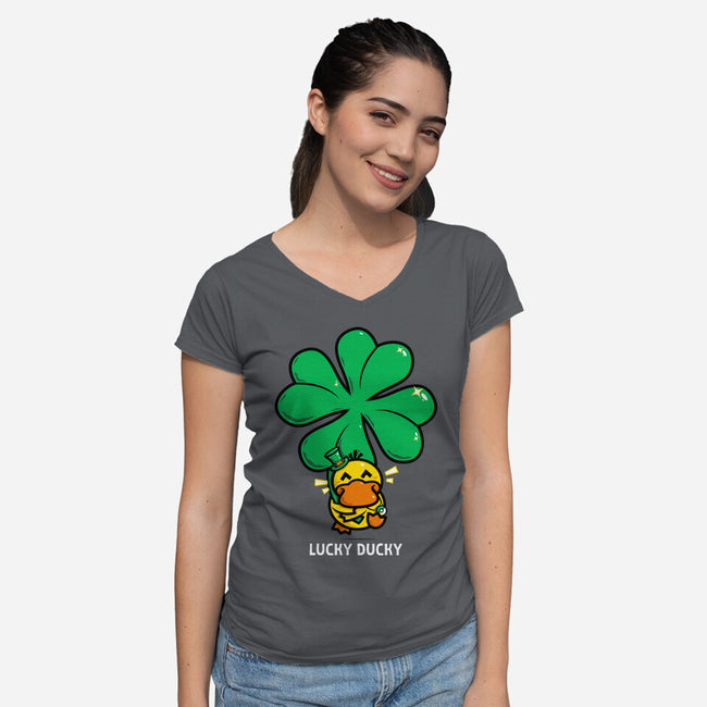 Lucky Ducky-Womens-V-Neck-Tee-krisren28