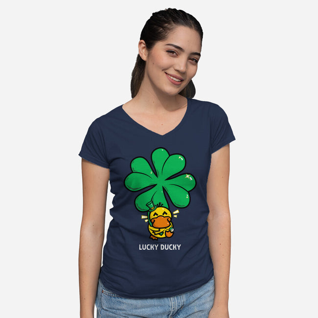 Lucky Ducky-Womens-V-Neck-Tee-krisren28