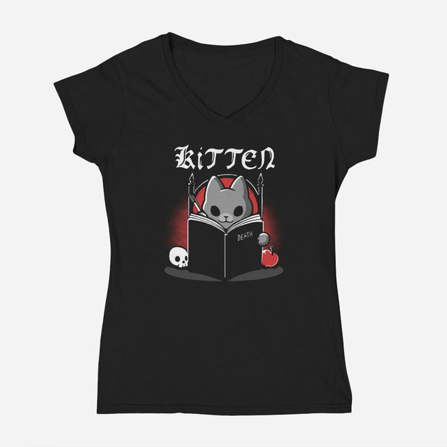 Kitten Murder-Womens-V-Neck-Tee-Vallina84