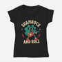 Shamrock And Roll-Womens-V-Neck-Tee-brunopires