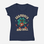 Shamrock And Roll-Womens-V-Neck-Tee-brunopires
