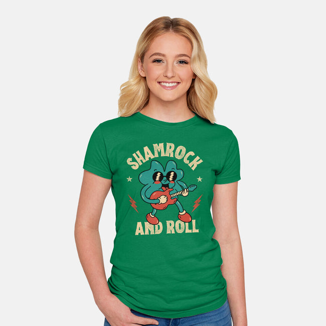 Shamrock And Roll-Womens-Fitted-Tee-brunopires