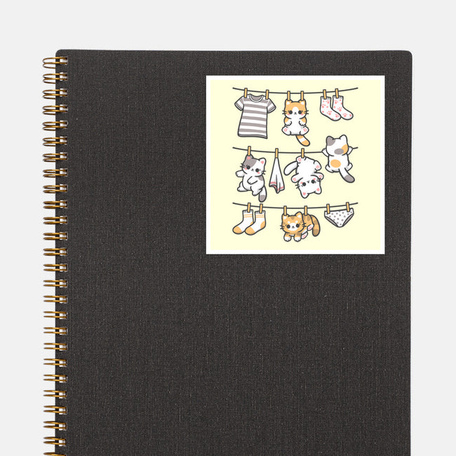 Kitten Laundry Day-None-Glossy-Sticker-NemiMakeit