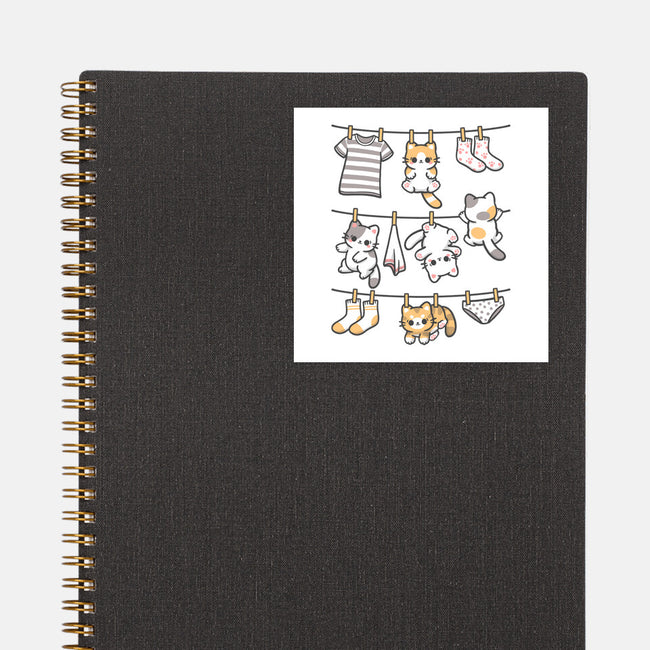 Kitten Laundry Day-None-Glossy-Sticker-NemiMakeit