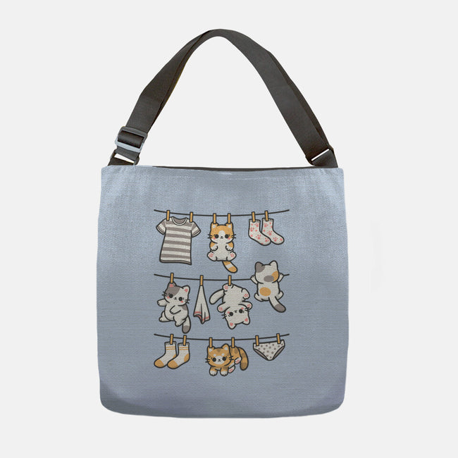Kitten Laundry Day-None-Adjustable Tote-Bag-NemiMakeit