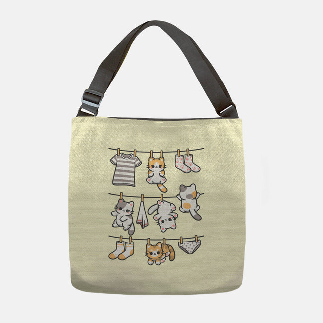 Kitten Laundry Day-None-Adjustable Tote-Bag-NemiMakeit