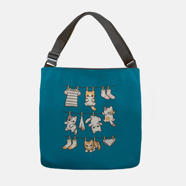 Kitten Laundry Day-None-Adjustable Tote-Bag-NemiMakeit