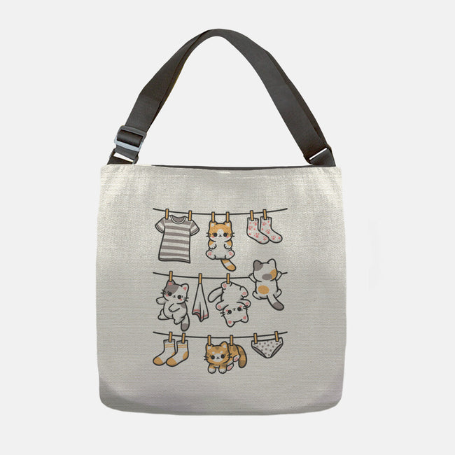Kitten Laundry Day-None-Adjustable Tote-Bag-NemiMakeit