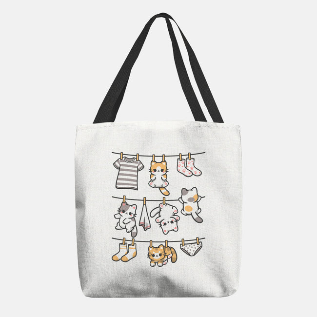 Kitten Laundry Day-None-Basic Tote-Bag-NemiMakeit