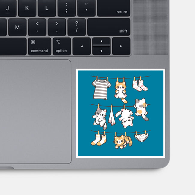 Kitten Laundry Day-None-Glossy-Sticker-NemiMakeit