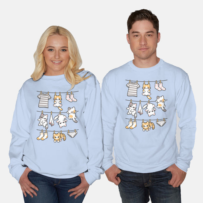 Kitten Laundry Day-Unisex-Crew Neck-Sweatshirt-NemiMakeit