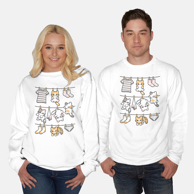 Kitten Laundry Day-Unisex-Crew Neck-Sweatshirt-NemiMakeit