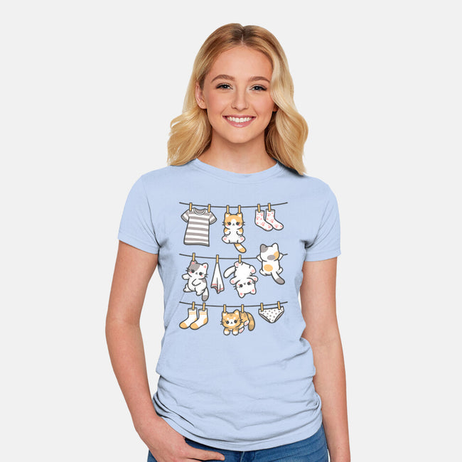Kitten Laundry Day-Womens-Fitted-Tee-NemiMakeit
